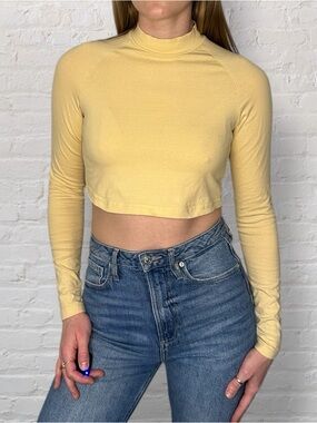 H&M Yellow Long Sleeve Crop Top